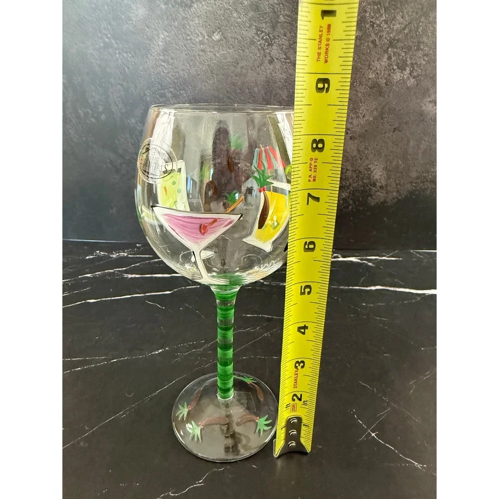 Home Essential and Beyond Hand Painted Tropical Drink 8.25in Wine Glass